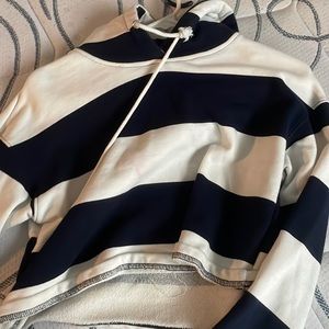 blue and white cropped hoodie